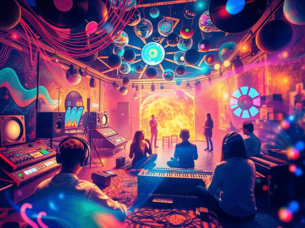 Psychill Space Discord server community banner featuring psychedelic art and music themes