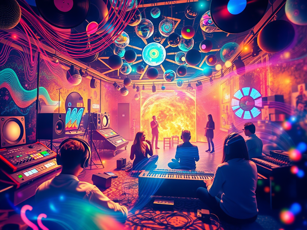 Psychill Space Discord server community banner featuring psychedelic art and music themes